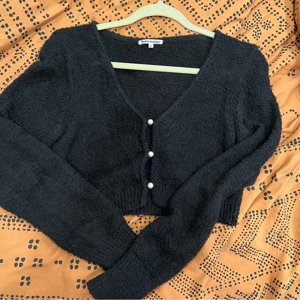 RARE! Reformation crop cardigan with pearls